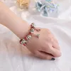 2021 Tryck Kristallpärlor Armband Blomma Hängsmycke Pandora Original DIY Inlay Armband Mode Smycken För Kvinnor Party Gåvor