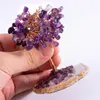 Decorative Objects & Figurines Mini Crystal Bonsai Natural Amethyst Rose Fortune Handmade Good Tree Wealth Luck Ornaments Souvenir Craft Mon