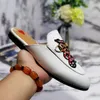 Leather men slippers soft cowhide Lazy women's shoes Metal buckle beach Mules Princetown Classic lady slipper with box