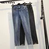 Jeans Solid Color Summer Autumn Small Feet Pants Korean Casual Comfortable Nine-Point Thin Plus Size 5XL 210423