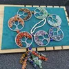 Yoga 7 Chakra Natural Stones Healing Crystals Tree of Life Wall Hanging Pendant Ornament Decoration For Good Luck Reiki Yoga Meditation Home Decor