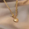 Pendant Necklaces VSnow Fashion Statement Asymmetry Love Heart Necklace For Women Girls Round Bead Chain Chunky Jewellery