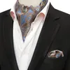 Linbaiway, trajes para hombre, conjunto de corbata Ascot para hombre, corbatas, pañuelo Floral Paisley, bolsillo cuadrado, boda, logotipo personalizado, cuello