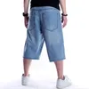 Denim Shorts Modis Hip Hop Jeans Herren Trend Lose Hosen großer Größe 30-46 Hellblauer Biker