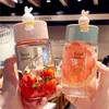 크리 에이 티브 및 신선한 숲 토끼 유리 텀블러 여성 학생 휴대용 귀여운 물 컵 높은 가치 성격 컵