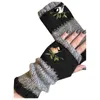 Пять пальцев перчатки женщины зимняя вязаная вышивка птицы тепло