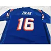 hot 009 Blue white Scott Zolak #16 Team Issued 1990 Game Worn RETRO College Jersey size s-5XL or custom any name or number jersey