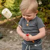 Ins Fashions Bebek Çocuk Kız Erkek Çocuk Giyim Setleri Pamuk Takım Elbise Kısa Kollu Ön Düğmeler Sapanlar Şort Tops Şort 2 Adet Yaz Kıyafetleri