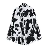 Damska Krowa Drukuj Streetwear Cardigan Bluzki Oversized Retro Długie Rękaw Harajuku Koszule Kobiet Lato Moda Tide Topy 210417