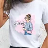 Kvinnors T-skjortor Kvinnor T-shirt Kvinnor T-shirts Kvinnlig akvarell Lovely Office Wear Tee Cartoon Cloths Kort ￤rm Casual Shirt