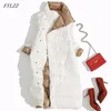 FTLZZ Plus Size 5XL Donna Double Sided Down Giacca lunga Cappotto d'anatra bianca Petto invernale Parka caldo Capispalla da neve 211013