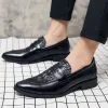 Puntig formeel krokodil patroon zwart bruin casual oxford schoenen voor mannen bruiloft prom jurk homecoming sapato sociale masculino