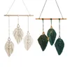 Obiekty dekoracyjne Figurki Nordic Handmade Woven Macrame Wall Hangng Boho Leaf Feather Tassels Cotton Cord Tapestry Wisiorek Wystrój AP