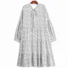 Vanovich lace-up mode kvinnor klänning leopard tryck koreansk stil A-line sommar och vår damer kläder 210615