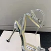 Sandalias de tacón alto con diamantes de imitación de última moda, zapatos de vestir de 9,5 cm, correa de hombro de PVC transparente de lujo para mujer, zapatos de banquete, zapatos de diseñador de fábrica