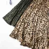 QOOD Herfst Dames Rokjes Retro Leopard Geplooide Rok Vrouwelijke Slanke Bloemen Lange Rok Chiffon Elastische Taille Strand Rok 6503 210518