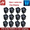 12pcs 배터리 작동 빛 4x18W 무선 DMX LED 파업 RGBWA UV IP54 방수 야외 벽 세탁기 결혼식 DJ Opleighting