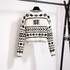 Woman Sweaters Folral Cardigans Oneck Retro Vintage Crop Snowflake Knitting Coat Chrisrmas Sweater 210430