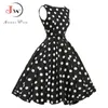 여름 드레스 빈티지 로크 빌리 레트로 스윙 폴카 도트 핀 업 긴 오드리 Hepburn sundressplus 크기 Vestidos 210625