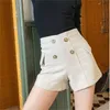 Nomikuma jesień wysoka talii garnitur krótkie spodnie kobiety jednolity kolor podwójne breasted casual moda koreańska chic spodenki kobiet 3D486 210514