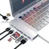 Mosibel USB C Hub Thunderbolt 3 Dock med HDMI-kompatibel RJ45 1000M Adapter TF SD Reader PD 3.0 för MacBook Pro / Air M1 Type-C