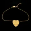 لا تتلاشى أبداً أساور قلادة كبيرة في القلب 3 ألوان الذهب المطلي بالشعار الكلاسيكي المطبوع للنساء المصمم مجوهرات 21 سم Stainles252U