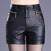 Plus maat 6xl lederen shorts dames herfst winter pu sexy rechte slanke hoge taille korte femme c5663 210724