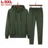 2 stycken kostymer hoodies jogger män vinter sportkläder set hooded jackor byxor hip hop sport tracksuit herrkläder stora storlekar y1221