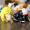 6cmアニメワンピース図面白い眠っているルフィチョッパーSanji Roronoa Zoro Nami USOPP NICO ROBIN PVCアクションフィギュアモデルTOY197U9455449