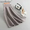 High Waist Women Winter Wool Knitting Long Skirts Faldas Jupe Femme Saia Vintage Black Skirt With Pocket 210604