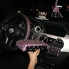 Dekoracje wnętrz szlachetne fioletowe akcesoria samochodowe dla kobiet kryształowe ozdoby wiszące skórzane koła kierownicy