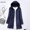 Sedutmo Winter Long Ultra Light Duck Down Jackor Women Coat Spring Puffer Jacket Slim Hooded Parkas ED230 210923