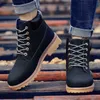 Coturno Black High Top Mens Boots Läder Vinter Snö Män Vattentät med Håll Varma Timmer Bot Booties Landskor 211023