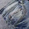 Mode européenne et américaine hommes jean de haute qualité rétro bleu élastique mince déchiré Vintage concepteur pantalon Denim décontracté QQ8C