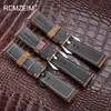 WatchBands 20 22 24 26mm äkta läder mörkbrun svart man kvinnor handgjorda vintage skrubbe handleds klockband strap metal spänne t19199g