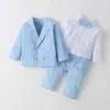 Baby Boy Boutique Clothing infant Boys Gentleman Formal Outfit Children Birthday Christening Clothes Toddler Romper + Coat 210615