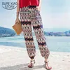 zomer strand hoge taille lange broek bohemian stijl chiffon harem losse casual plus size vrouwen broek D828 30 210506