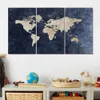 HD tryckt 3 stycken kanfas konst Världskarta kanfas målning vintage kontinent vägg bilder för vardagsrum heminredning 210705