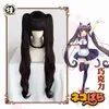 販売前Uwowo Nekoparaチョコラ/チョコレートコスプレウィッグ80cmロングツインテールヘアマット合成耐熱繊維Y0913