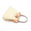 Drewniane Clip Kobiety Torebki Designer Słomiane Torby Luksusowe Rattan Ramię Crossbody Torba Wiklinowa Tkana Letnia Plaża Torebka