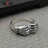 Oevas 100 925 Sterling Silver Creative Hand of Power Open Ring High Quality Men Gift For Firend Punk Style Party Jewelry 2105251792263