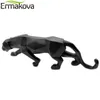 ERMAKOVA Panther Statue Animal Figurine Abstract Geometric Style Resin Leopard Sculpture Home Office Desktop Decoration Gift 21072190x