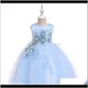 Baby Clothing Baby Maternity Drop Delivery 2021 Princess 9 Colors Solid Bow Sleeveless Mesh Lace Flower Sequin Dresses Kids Clothes Girls Par