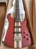 5 Strings Neck-thru-body Red-brown Body Electric Bass Guitar with Chrome Hardware,2 Pickups,Can be customized
