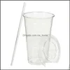 Disposable Cups & Sts Kitchen Supplies Kitchen, Dining Bar Home Garden 16 Oz Clear Plastic To Go With Lids And For Ice Coffee,Bubble Tea,Smo