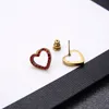 Trendy Double Letter Earrings Charm Heart Shape Diamond Studs Designer Crystal Eardrop With Stamps For Women Gift