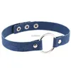 blauw metaal o ring denim chokers ketting knop verstelbare kettingen kraag voor vrouwelijke meisjes mode sieraden wil en zandig