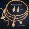 CWWZircons 4 Pcs Cubic Zirconia Pave African Dubai Gold Color Big Necklace Luxury Women Jewelry Set Wedding Accessories T510 H1022