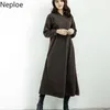 Neploe Maxi платье для женщин пэчворк с капюшоном платья капюшонов падение одежда одежда корейский шик свободные повседневные толщины Vestidos 4G154 210422