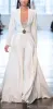 Berta White Jumpsuits Long Sleeve Satin Evening Dresses with Long Jackets Plus Size Robes De Soiree Pants Suits Party Prom Dresses2784